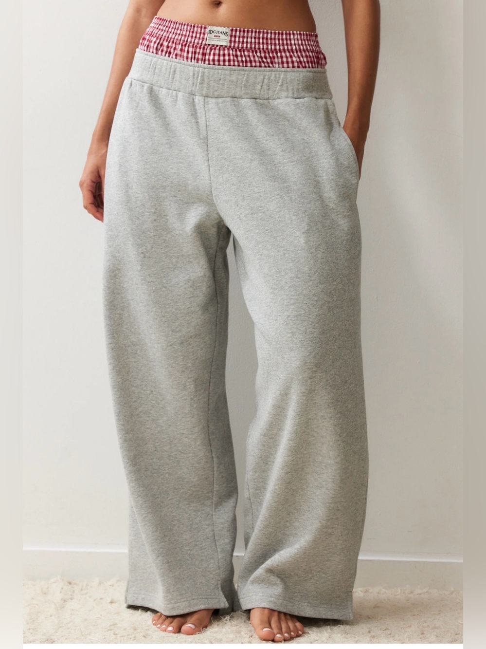 Urban Outfitters Gray Sweatpants with Red Gingham Lining